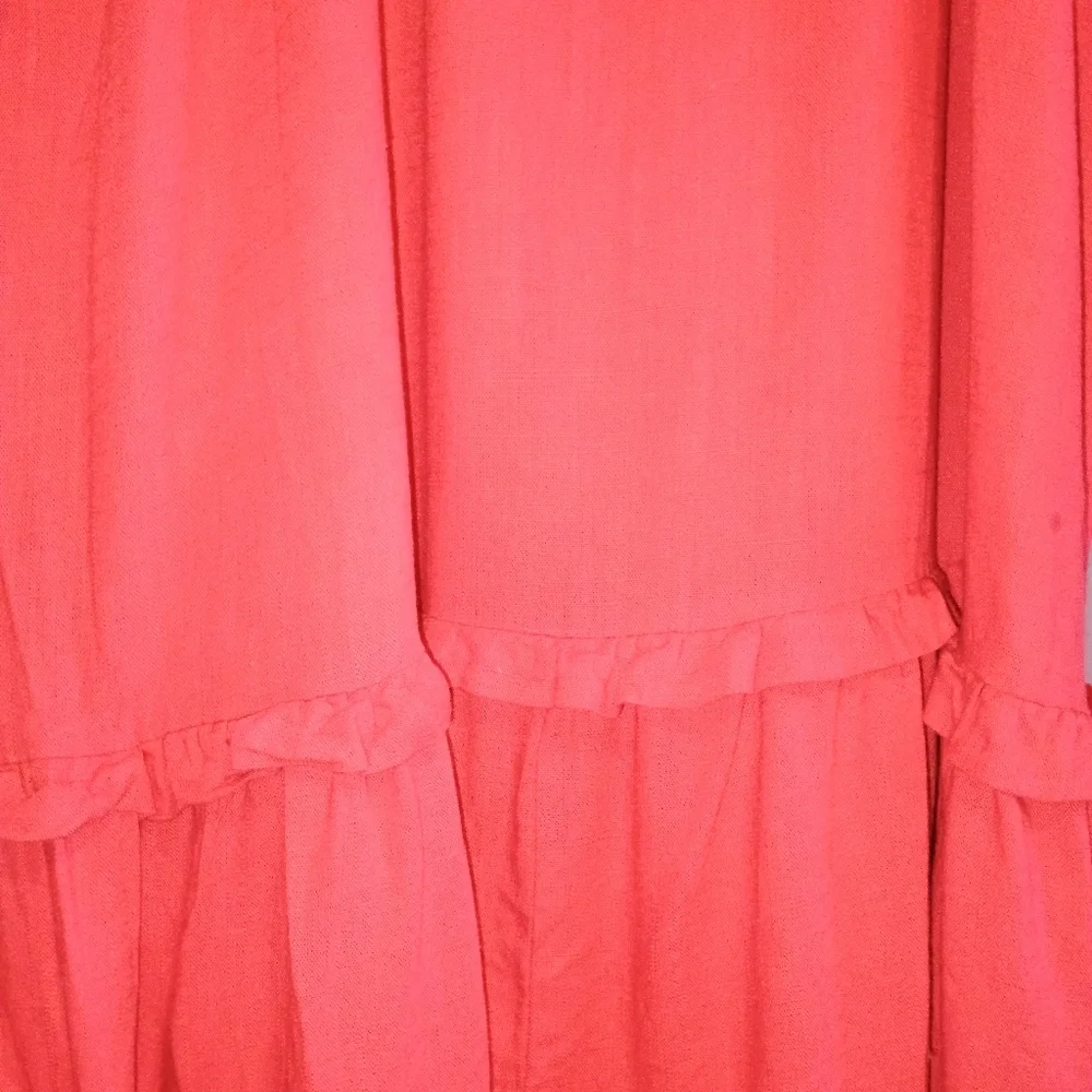 M Shopthemint Women’s Size M Red Linen Cotton Ruffle Peasant Tunic Dress Boho - Picture 8 of 13